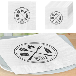 Servietten 'BBQ' 60er Set 33x33cm 3-lagig Papierserviette stoffähnlich Grillzubehör Tischdeko Grillserviette