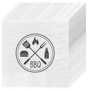 Servietten 'BBQ' 60er Set 33x33cm 3-lagig Papierserviette stoffähnlich Grillzubehör Tischdeko Grillserviette