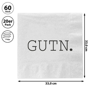 Servietten 'Gutn' 60er Set 33x33cm 3-lagig Papierserviette stoffähnlich Guten Appetit Tischdeko