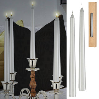 Stabkerze 2er Set weiß/creme/rot/silber/gold 2x19cm Paraffin Dekokerze Kerze glänzend Spitzkerze Leuchterkerzen Wachskerze Echtwachs