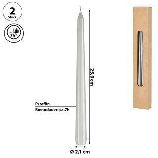 Stabkerze 2er Set weiß/creme/rot/silber/gold 2x19cm Paraffin Dekokerze Kerze glänzend Spitzkerze Leuchterkerzen Wachskerze Echtwachs