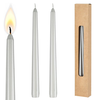 Stabkerze 2er Set weiß/creme/rot/silber/gold 2x19cm Paraffin Dekokerze Kerze glänzend Spitzkerze Leuchterkerzen Wachskerze Echtwachs