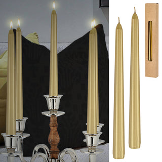 Stabkerze 2er Set weiß/creme/rot/silber/gold 2x19cm Paraffin Dekokerze Kerze glänzend Spitzkerze Leuchterkerzen Wachskerze Echtwachs