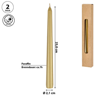 Stabkerze 2er Set weiß/creme/rot/silber/gold 2x19cm Paraffin Dekokerze Kerze glänzend Spitzkerze Leuchterkerzen Wachskerze Echtwachs