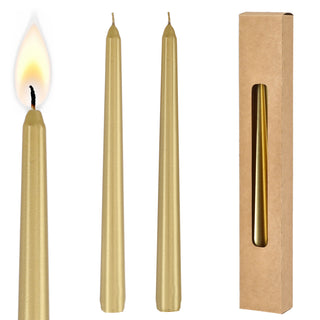 Stabkerze 2er Set weiß/creme/rot/silber/gold 2x19cm Paraffin Dekokerze Kerze glänzend Spitzkerze Leuchterkerzen Wachskerze Echtwachs