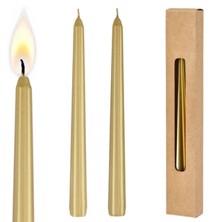 Stabkerze 2er Set weiß/creme/rot/silber/gold 2x19cm Paraffin Dekokerze Kerze glänzend Spitzkerze Leuchterkerzen Wachskerze Echtwachs