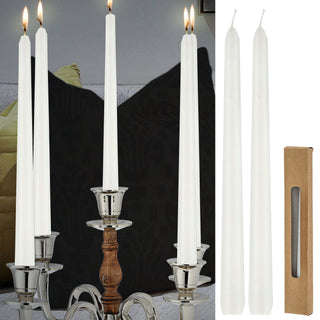 Stabkerze 2er Set weiß/creme/rot/silber/gold 2x19cm Paraffin Dekokerze Kerze glänzend Spitzkerze Leuchterkerzen Wachskerze Echtwachs