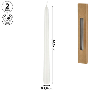 Stabkerze 2er Set weiß/creme/rot/silber/gold 2x19cm Paraffin Dekokerze Kerze glänzend Spitzkerze Leuchterkerzen Wachskerze Echtwachs