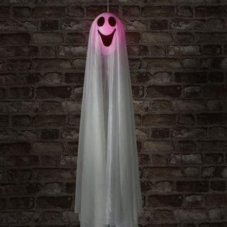LED Geist leuchtender Kopf 10x80cm weiß PE Polyester aufhängbar batteriebetrieben Farbwechsel Halloween