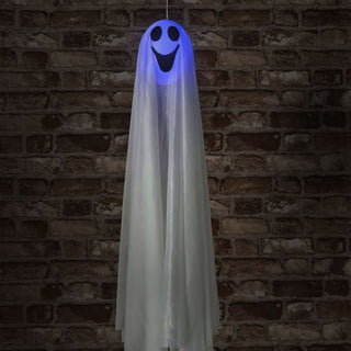 LED Geist leuchtender Kopf 10x80cm weiß PE Polyester aufhängbar batteriebetrieben Farbwechsel Halloween