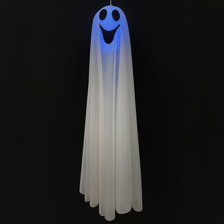 LED Geist leuchtender Kopf 10x80cm weiß PE Polyester aufhängbar batteriebetrieben Farbwechsel Halloween