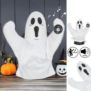 Geist tanzend singend 14x18x8cm ABS PP Polyester batteriebetrieben Halloween Gespenst Sound Bewegung Press Here Button Dekofigur