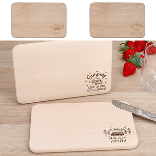 Vesperbrett 'Camping' 2er Set Buchenholz 22x14x1cm Schneidebrett Teller Campingurlaub Brotzeitbrett Campingmotive