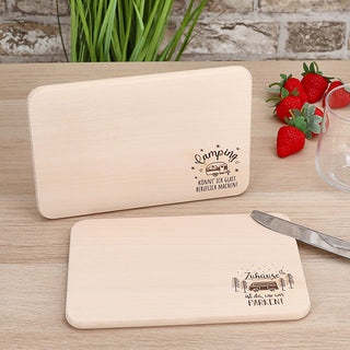 Vesperbrett 'Camping' 2er Set Buchenholz 22x14x1cm Schneidebrett Teller Campingurlaub Brotzeitbrett Campingmotive