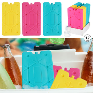 Kühlakkus 12er Set bunt sortiert 16x10x1cm / 25x14x1cm Kühlelemente wiederverwendbar Coolpacks Kühltasche Kühlbox Kühlpack