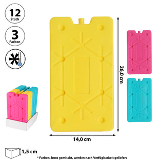 Kühlakkus 12er Set bunt sortiert 16x10x1cm / 25x14x1cm Kühlelemente wiederverwendbar Coolpacks Kühltasche Kühlbox Kühlpack