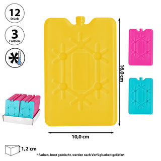 Kühlakkus 12er Set bunt sortiert 16x10x1cm / 25x14x1cm Kühlelemente wiederverwendbar Coolpacks Kühltasche Kühlbox Kühlpack