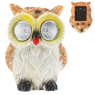 Solar Gartenfiguren 3er Set Eule Igel Schnecke 6x9x5cm Polyresin Solarpanel Akku Leuchtaugen