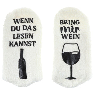 Kuschelsocken mit Spruch ABS weiß onesize Polyester Gummi warm kuschelig Strümpfe Bettsocken Winterstrümpfe