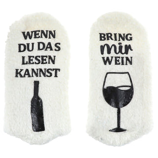 Kuschelsocken mit Spruch ABS weiß onesize Polyester Gummi warm kuschelig Strümpfe Bettsocken Winterstrümpfe