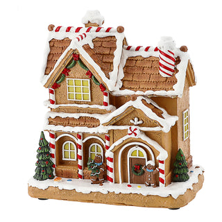 LED Winter Haus Lebkuchen 21,5x22,5cm Polyresin 15 warmweiße LEDs batteriebetrieben An-/Ausschalter Weihnachtsdekoration