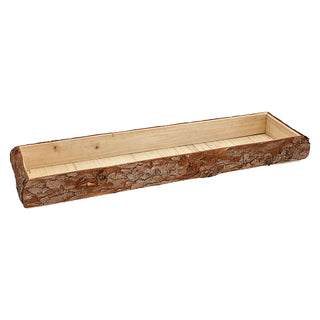 Holztablett mit Rinde 48x4,5x13cm Paulowniaholz braun rechteckig Tablett Dekotablett Holzschale Baumscheibenschale