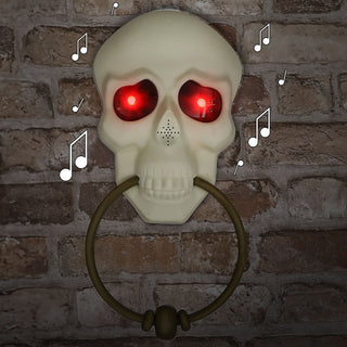 Halloween Türklingel Totenkopf animiert 13x28x2,5cm Kunststoff Sound leuchtende Augen Klingel zum Aufhängen Gruseldekoration