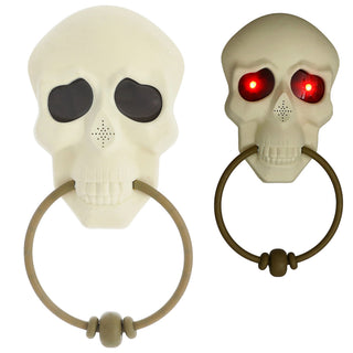 Halloween Türklingel Totenkopf animiert 13x28x2,5cm Kunststoff Sound leuchtende Augen Klingel zum Aufhängen Gruseldekoration
