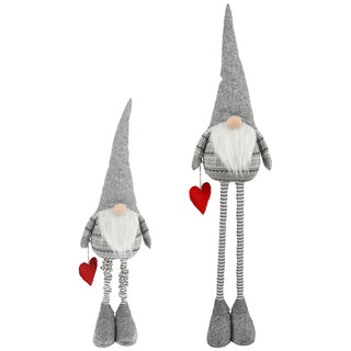 XL Wichtel 'Udo' mit Teleskopbeinen ca. 140cm Polyester Eisen 30x80cm grau Weihnachtswichtel Adventsdeko Weihnachtsdeko Plüschfigur Wichtelmann