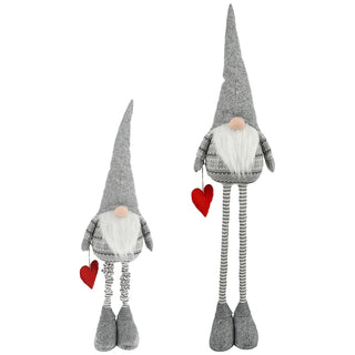 XL Wichtel 'Udo' mit Teleskopbeinen ca. 140cm Polyester Eisen 30x80cm grau Weihnachtswichtel Adventsdeko Weihnachtsdeko Plüschfigur Wichtelmann