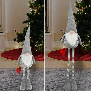 XL Wichtel 'Udo' mit Teleskopbeinen ca. 140cm Polyester Eisen 30x80cm grau Weihnachtswichtel Adventsdeko Weihnachtsdeko Plüschfigur Wichtelmann