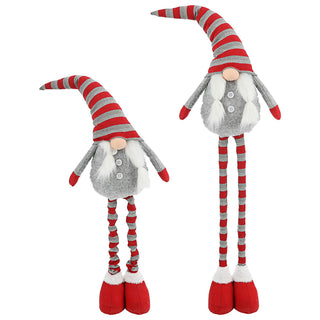 XL Wichtel 'Udo' mit Teleskopbeinen ca. 140cm Polyester Eisen 30x80cm rot grau Weihnachtswichtel Adventsdeko Weihnachtsdeko Plüschfigur Wichtelmann