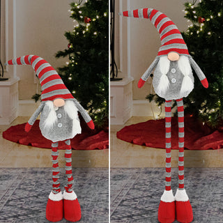 XL Wichtel 'Udo' mit Teleskopbeinen ca. 140cm Polyester Eisen 30x80cm rot grau Weihnachtswichtel Adventsdeko Weihnachtsdeko Plüschfigur Wichtelmann