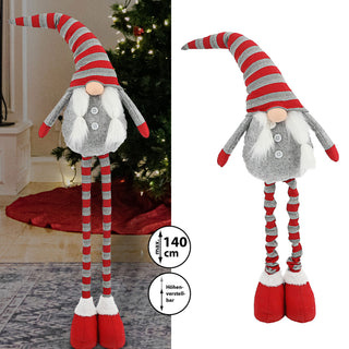 XL Wichtel 'Udo' mit Teleskopbeinen ca. 140cm Polyester Eisen 30x80cm rot grau Weihnachtswichtel Adventsdeko Weihnachtsdeko Plüschfigur Wichtelmann