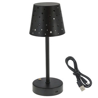 LED Tischleuchte Sterne gestanzt schwarz stufenlos dimmbar 3 Weißtöne 10x28cm USB-C zu USB Ladefunktion Touchfunktion