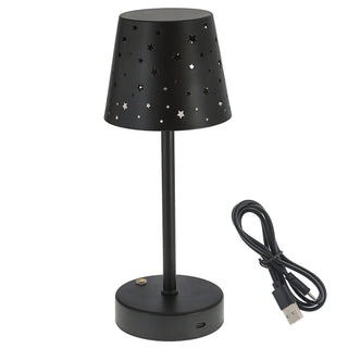 LED Tischleuchte Sterne gestanzt schwarz stufenlos dimmbar 3 Weißtöne 10x28cm USB-C zu USB Ladefunktion Touchfunktion