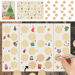 Rubbel Adventskalender zum Aufklappen 21x30x0,5cm Papier Kratzfolie Sticker 1-24 Weihnachten Adventszeit Kalender