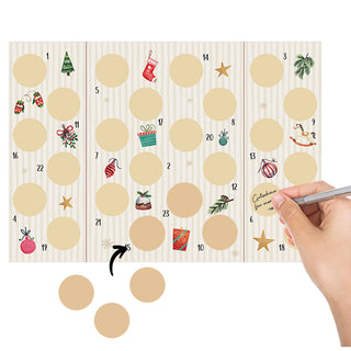 Rubbel Adventskalender zum Aufklappen 21x30x0,5cm Papier Kratzfolie Sticker 1-24 Weihnachten Adventszeit Kalender