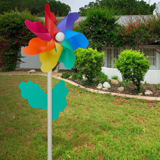 Windrad 6er Set Ø11cm H30cm Holzstab Kunststoff bunt Windmühle Windspiel Gartendekoration