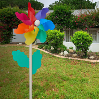 Windrad 6er Set Ø11cm H30cm Holzstab Kunststoff bunt Windmühle Windspiel Gartendekoration