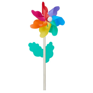 Windrad 6er Set Ø11cm H30cm Holzstab Kunststoff bunt Windmühle Windspiel Gartendekoration