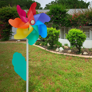 Windrad 3er Set Ø18cm H48cm Holzstab Kunststoff bunt Windmühle Windspiel Gartendekoration