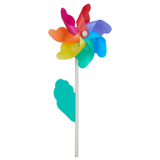 Windrad 3er Set Ø18cm H48cm Holzstab Kunststoff bunt Windmühle Windspiel Gartendekoration