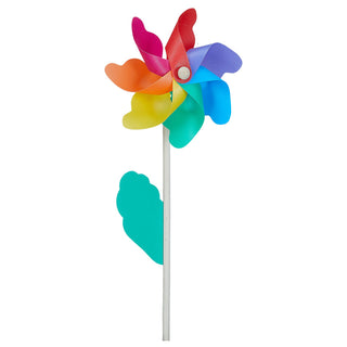 Windrad 3er Set Ø18cm H48cm Holzstab Kunststoff bunt Windmühle Windspiel Gartendekoration