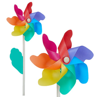 Windrad 3er Set Ø18cm H48cm Holzstab Kunststoff bunt Windmühle Windspiel Gartendekoration