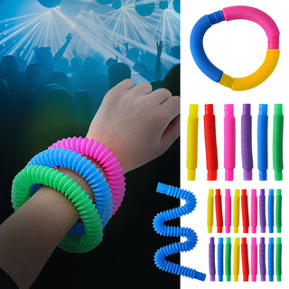 Stretch Pop Tube 24 Stück Display 6fach sortiert 20cm Kunststoff Stretchschläuche Sensorikspielzeit