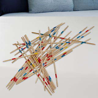 Mikado 24 Stück Display H19cm 31teilig Holzkiste 19x4x2cm Reisespiel Familienspiel Geschicklichkeitsspiel