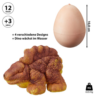 Magischer Dino im Ei 12 Stück im Display 7,5x10,5x5cm Kunststoff 6 Motive schlüpfende Dinos magisch Spielfigur
