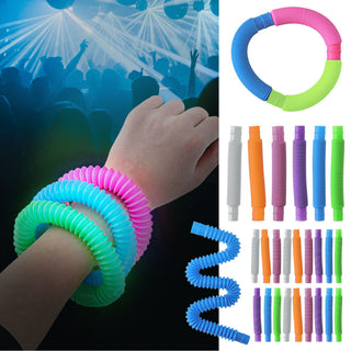 Stretch Pop Tube 'Glow in the Dark' 24 Stück Display 6fach sortiert 20cm Kunststoff Stretchschläuche Sensorikspielzeit