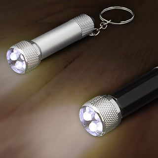 Taschenlampe Schlüsselanhänger 24 Stück Display silber schwarz 1,5x6,5x1,5cm Aluminium 3 LEDs batteriebetrieben Lampe